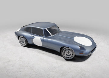 Render of the Jaguar E-Type design from above, showing the flared fenders