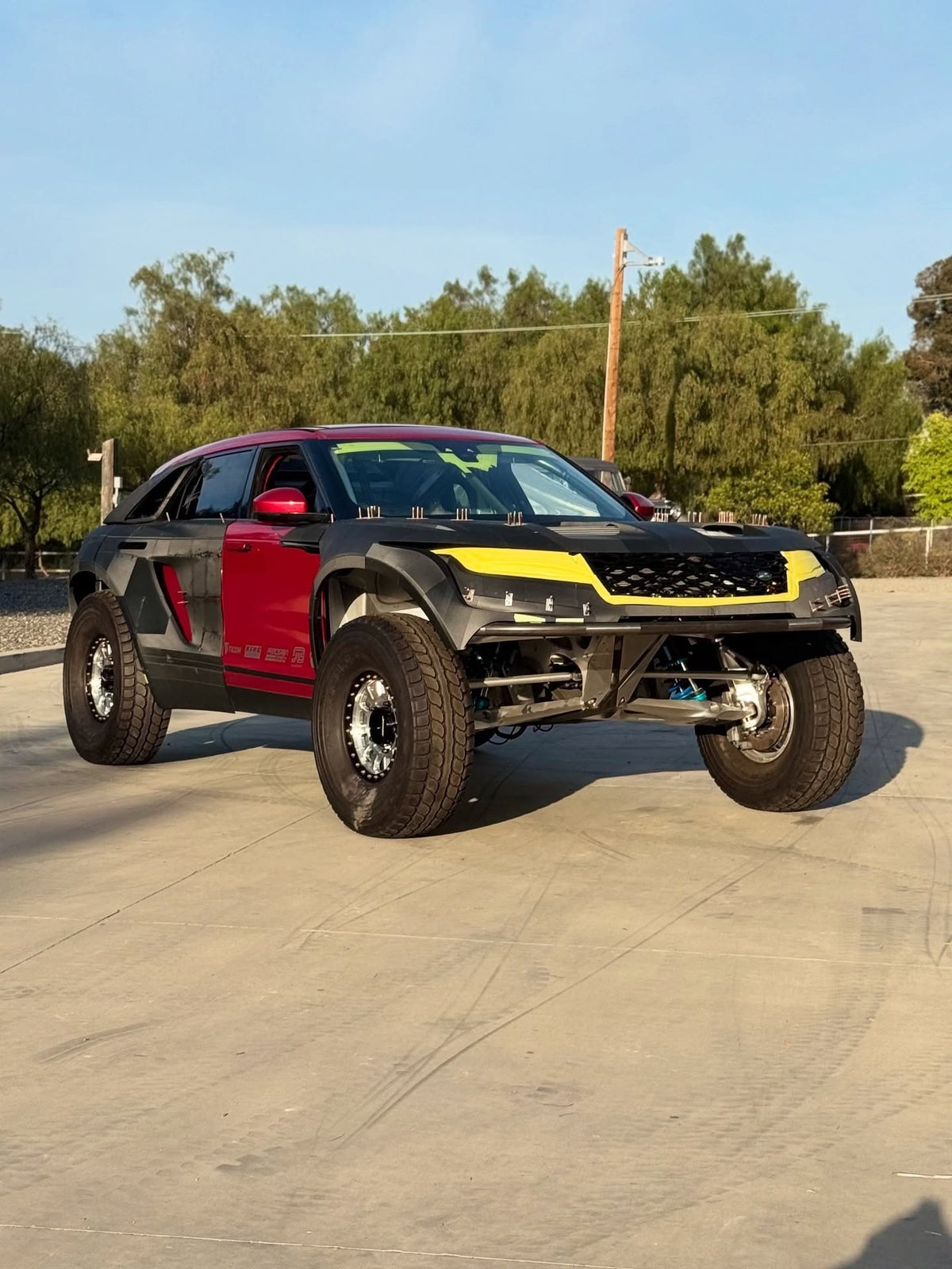 Morgan Clarke Design's Velar prerunner wearing our full-size 3D printed body mockup, front three-quarter view